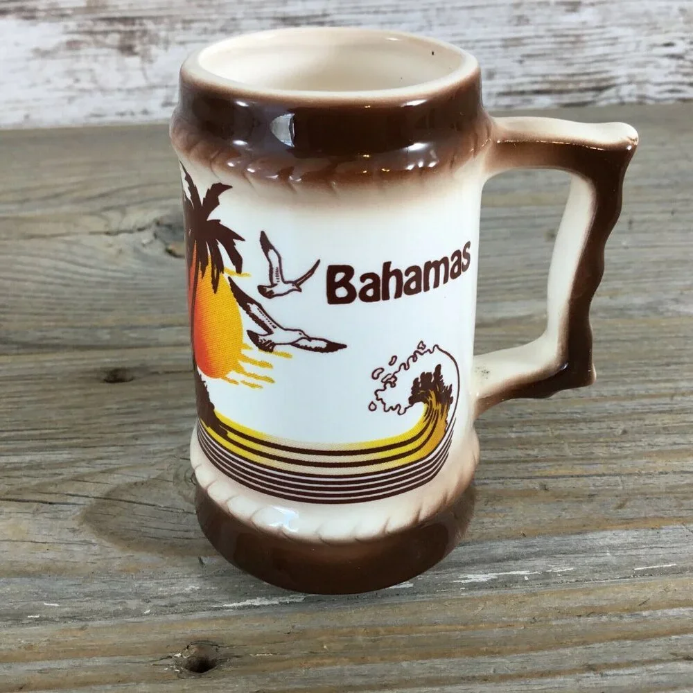 Vintage Bahamas Souvenir Beach Seagulls Mini Beer Mug Stein